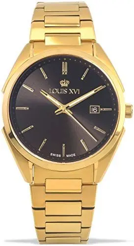 Produktbild: LOUIS XVI Herren-Armbanduhr Le Voyage Stahlband Gold Schwarz Analog Quarz Edelstahl 1014