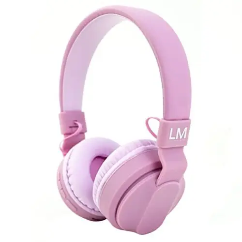 Produktbild: Louise & Mann Kinderkopfhörer Over-Ear Bluetooth mit Lautstärkebegrenzung, Kabellos Kopfhörer für Kinder, Faltbare On-Ear Kopfhörer mit Mikrofon, Micro SD/TF für Schule,Handys,PC,Tablets