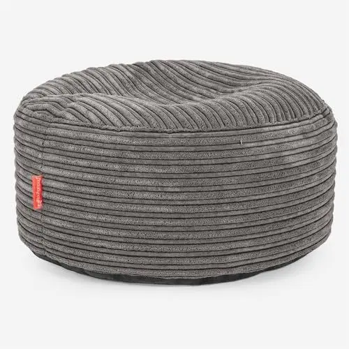 Produktbild: Lounge Pug Großer runder Fußhocker, Sitzpouf, Sitzsack Hocker Groß, Cord Graphitgrau