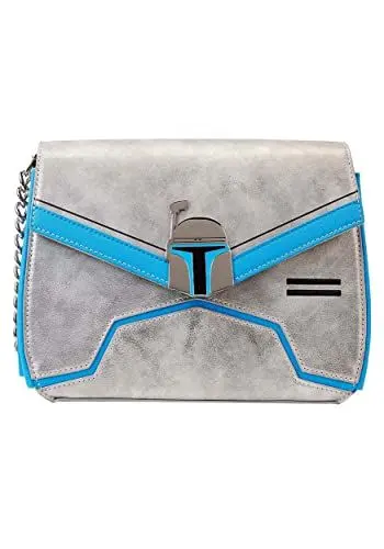 Produktbild: Loungefly Unisex-Erwachsene Crossbody Bag Standard Star Wars Jango Fett Umhängetasche mit Kettenriemen, Mehrfarbig/Meereswellen (Ocean Tides)