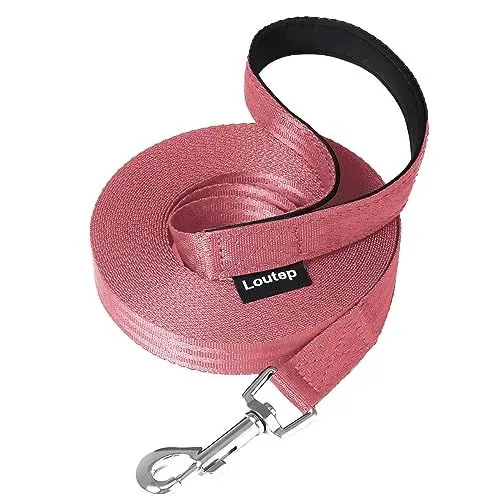 Produktbild: Loutep Trainingsleine für Hunde, 3 m, 5 m, 10 m, 15 m, 20 m, 25 m, 30 m, Starkes Nylonseil, extra Lange Leine, Hundeleine mit gepolstertem Griff für große, mittelgroße und kleine Welpen, Rückruf