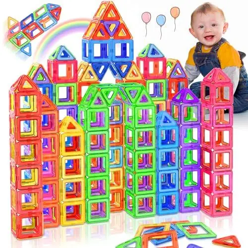 Produktbild: Lovchil Magnetische Bausteine, Magnetspielzeug Magneten Kinder 3 Jahren, Magnetbausteine Magnet Montessori Spielzeug für Geschenk ab 3 4 5 6 7 8 Jahre Junge Mädchen - Blöcke Kinderspielzeug 40 Teile