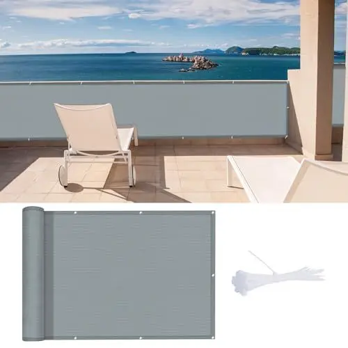 Produktbild: LOVE STORY Balkon-Sichtschutz 100x400cm mit HDPE-Gewebe,Luftdurchlässige Netz-Balkonverkleidung mit UV-Schutz und Kabelbindern zur Befestigung,Hellgrau