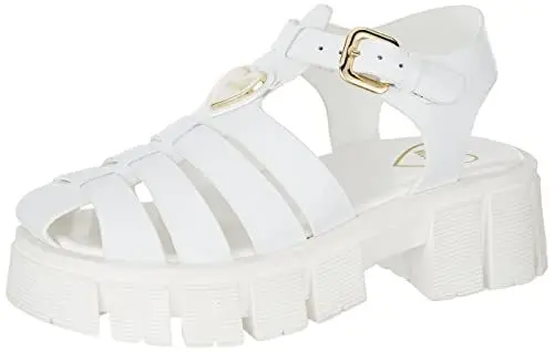 Produktbild: Love Moschino Damen Ja16226g0gia0 Plateau-Sandalen, weiß, 35 EU