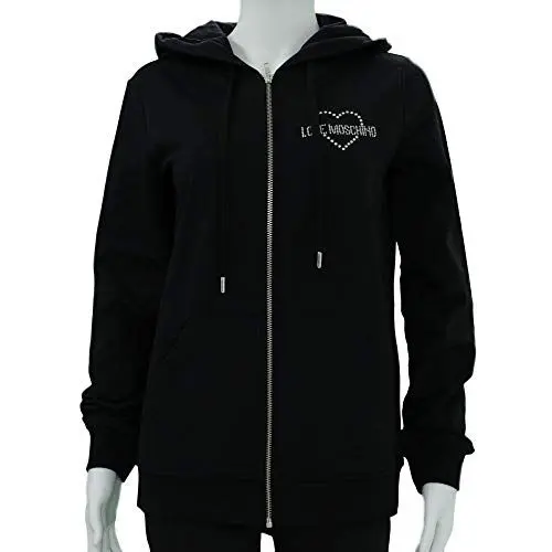 Produktbild: Love Moschino Damen Logo core_Hooded Sweater Kapuzenpullover, Schwarz (Black C74), 34 (Herstellergröße: 38)