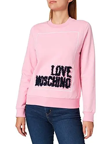 Produktbild: Love Moschino Damen Slim fit Round Neck Seasonal Embroidered Logo Box with 3-D Effect Organza Petals Sweatshirt, PINK, 48