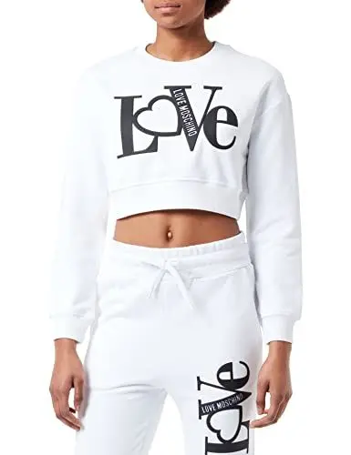 Produktbild: Love Moschino Womens Cropped fit Round Neck Sweatshirt, Optical White, 44