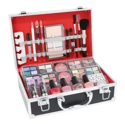 Produktbild: Love Urban Beauty Veganes French Maniküre Makeup Box - 76-teiliges Makeup Set - Enthält Lidschatten, Highlighter, Lippenstift, Rouge, Pinsel, Maniküre Zubehör - Idealer Schminkkoffer für Zuhause