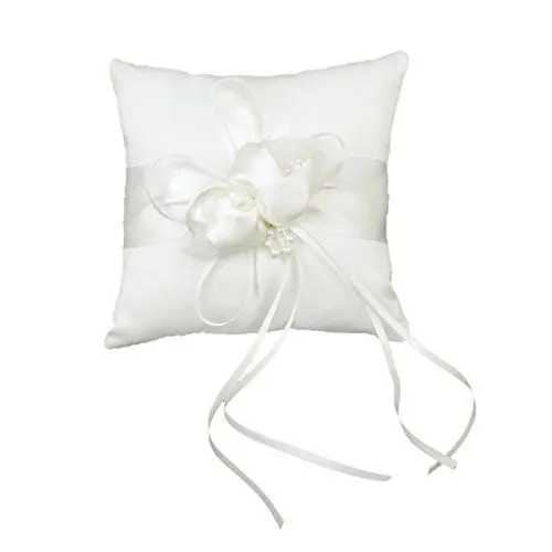 Produktbild: Lovely Bud Ringkissen für Hochzeit, 15 x 15 cm, elfenbeinfarben