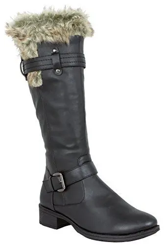 Produktbild: LOVENESS, Damen Fellstiefel Stiefeletten gefuetterte Stiefel Boots, Farbe Schwarz, EU 40