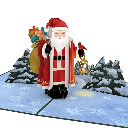 Produktbild: Lovepop® Weihnachtsmann 3D Pop-Up Karte Weihnachten Santa Weihnachtskarte für Kinder, Freunde, Kollegen, Familie | mit Versteckfach für Geldgeschenke & Gutscheine | inkl. Umschlag | Ausziehbare Notiz