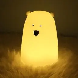 Produktbild: LOVERUIS LED Nachtlicht Kinder stilllicht baby lamp für Mädchen Weißer Bär nachtlicht tier nachtlicht usb aufladbar 7 Farben Kinderzimmer Dekoration Geschenk für Kinder Baby-Nachtlicht