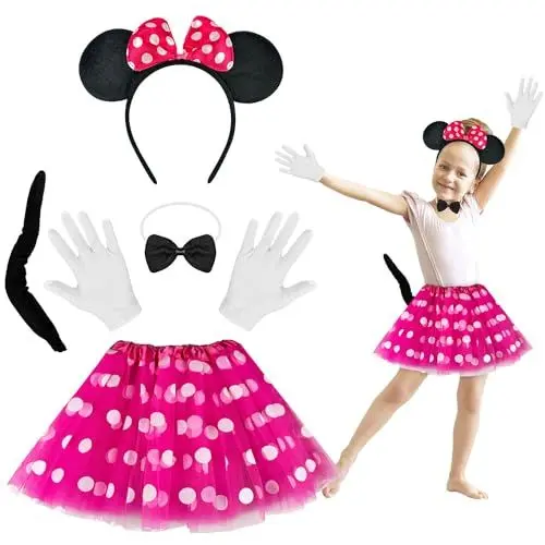 Produktbild: Lovesmile Minnie Mouse Kostüm Kinder, Maus Kostüm Kinder, Mini Maus Kostüm Mädchen, Minnie Maus Kostüm Mädchen, Minnie Mouse Kostüm Geeignet für Karneval Rollenspiele Mottopartys Schulaufführungen