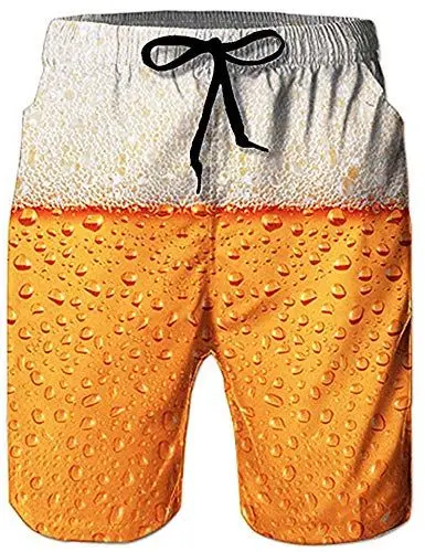 Produktbild: Loveternal Badehose für Herren 3D Beer Badehose Kurze Schnelltrocknend Hawaii Badehosen Gelb 3XL