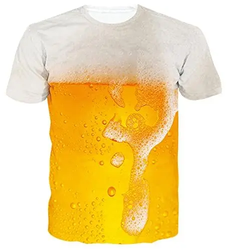 Produktbild: Loveternal Unisex 3D T-Shirt Beer Tee Shirt Casual Cool Bier Shirt Grafik Muster Kurzarm Tops T-stücke L