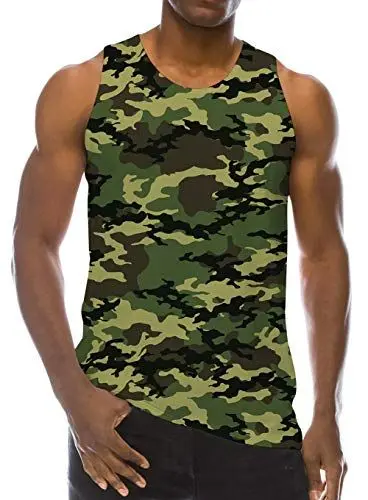 Produktbild: Loveternal Camo Tank Tops 3D Druck T-Shirt Trägershirt Workout Muskel Camo Sleeveless Tee Shirt L