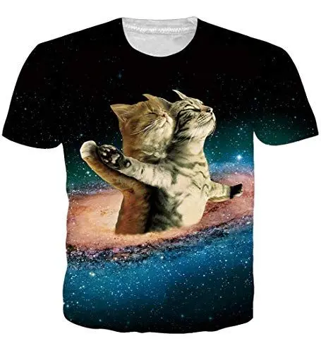 Produktbild: Loveternal T-Shirt Bunt 3D Tee Shirt Casual Titanic Cat Grafik Sommer Kurzarm Tops Tees Shirt XXL