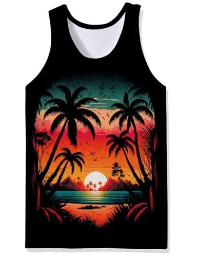 Produktbild: Loveternal Tank Top Herren Tank-Top 3D Druck Hawaii Aufdruck Bier Sommer Streetstyle Muskelshirt Muscle Shirt L