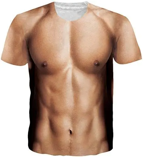 Produktbild: Loveternal Unisex 3D Hässliche T-Shirt Casual Ugly Abs Tee Shirt Sommer Kurzarm Muskel Shirt Tops 3XL