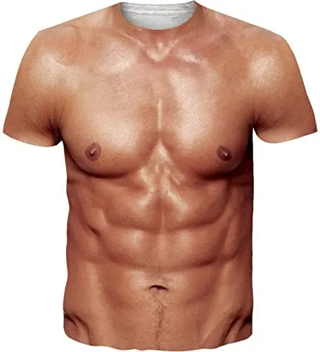 Produktbild: Loveternal Unisex 3D T-Shirt Herren Abs Ugly Shirt Casual Cool Grafik Kurzarm Tops Tees M