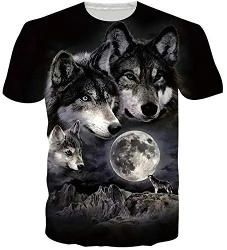Produktbild: Loveternal Unisex 3D T-Shirt Wolf 3D Gedruckt Tee Shirt Casual Cool Grafik Muster Kurzarm Tops T-stücke L