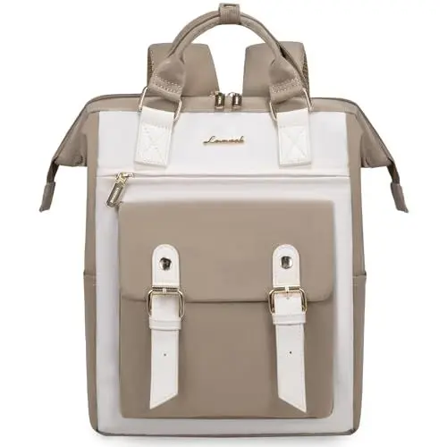 Produktbild: LOVEVOOK Kleiner Rucksack Damen, Mini Damen-rucksackhandtaschen Elegant Cityrucksack, Wasserdicht Kleine Rucksäcke Tasche 2 in 1 Frauen Womens Backpack Modern für Reise Schule Khaki