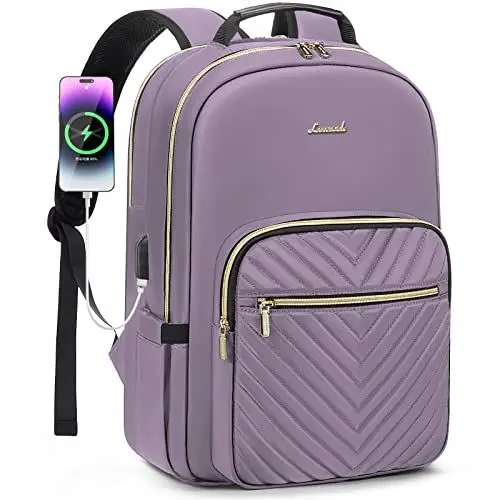 Produktbild: LOVEVOOK Laptop Rucksack Damen, 15,6 Zoll Wasserdicht Schulrucksack Mädchen Teenager mit USB-Ladeanschluss, Groß Laptoprucksack für Business Reisen Schule Arbeit Uni