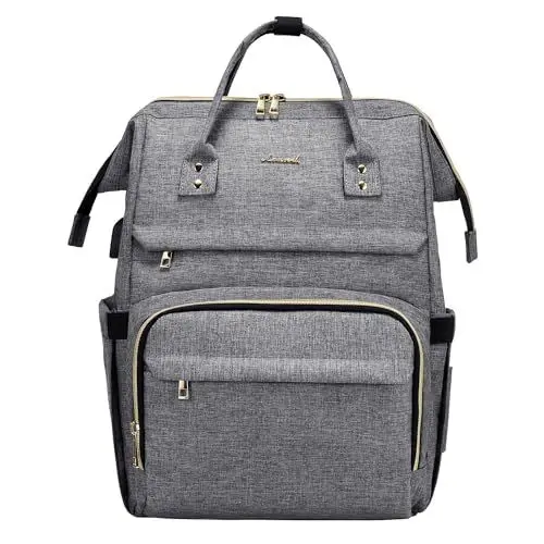 Produktbild: LOVEVOOK Laptop Rucksack Damen 17 Zoll, Wasserdichte Rucksäcke Studenten mit Henkel, Groß Schultasche Schulrucksack, für Business Universität Reise Arbeit, Grau