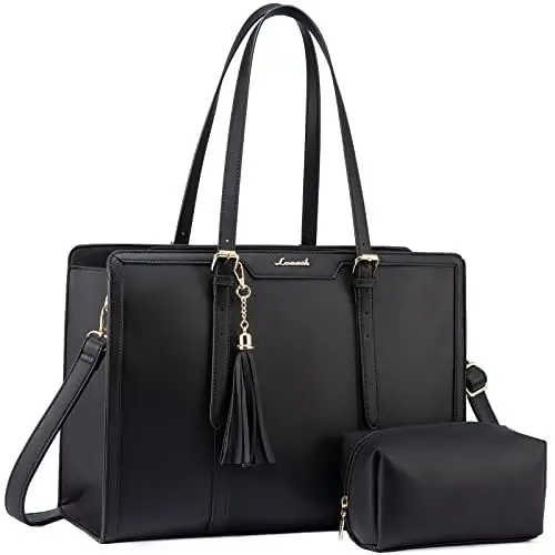 Produktbild: LOVEVOOK Laptoptasche 15,6 Zoll Handtasche Damen Umhängetasche Leder Tote Bag Women Shoulder Crossbody Bag Große Shopper Tasche Elegante Schultertasche Aktentasche Arbeitstasche Lehrertasche für Büro