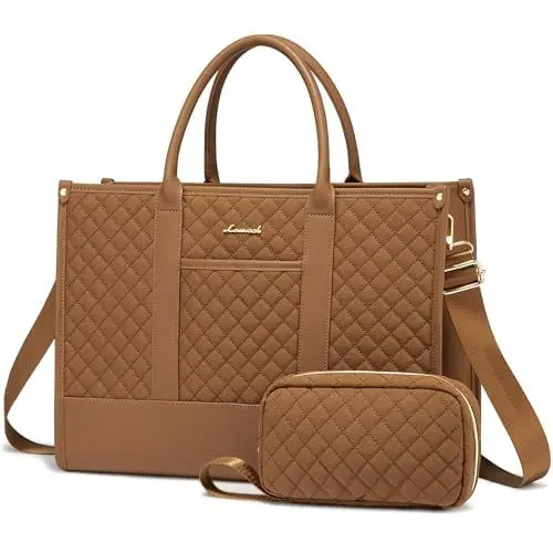Produktbild: LOVEVOOK Laptoptasche Shopper Damen 15,6 Zoll, Wasserdicht Arbeitstasche Handtasche Groß Schultasche Tasche Aktentasche Lehrertasche, Leder Handbags Notebooktasche für Büro Arbeit Uni