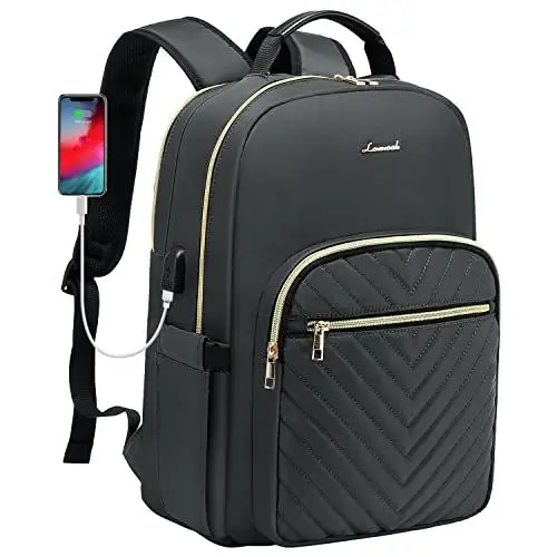 Produktbild: LOVEVOOK Rucksack Damen, 15,6 Zoll Laptop Wasserdicht Schulrucksack Mädchen Teenager mit Laptopfach USB-Ladeanschluss Elegant, für Schule Uni Reisen Arbeit
