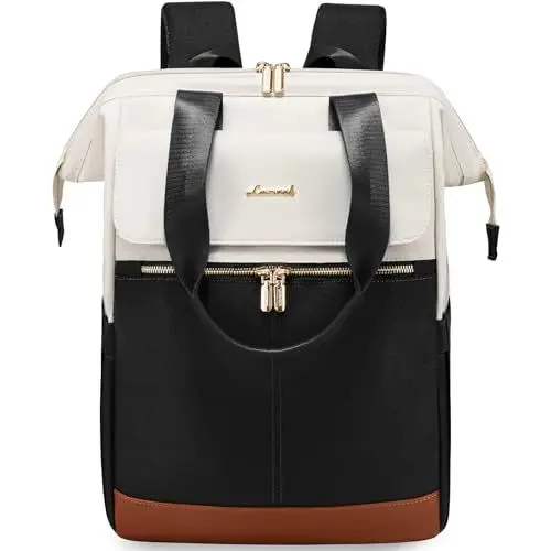 Produktbild: LOVEVOOK Rucksack Damen Groß, Laptop Rucksack mit Laptopfach 17 Zoll, Reiserucksack Damen Wasserdicht, Große Handtasche Backpack Travel, Schultasche Modern, Business Handgepäck für Reise Urlaub Büro