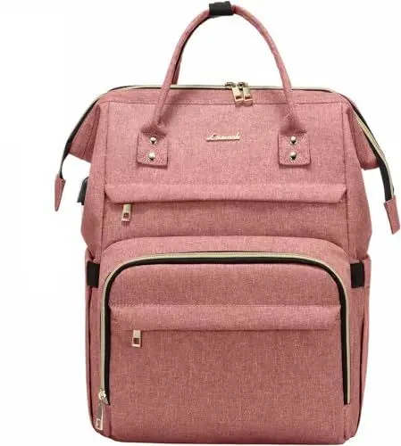 Produktbild: LOVEVOOK Rucksack Damen Laptop 15,6 Zoll, Wasserdicht Backpack Schulrucksack Mädchen Teenager, Groß Arbeitstasche Schultasche Daypacks, für Schule Reise Uni Rosa