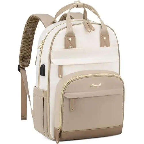 Produktbild: LOVEVOOK Rucksack Damen, Laptop Rucksack 15.6 Zoll mit Laptopfach, Shulrucksack Mädchen Teenager, Handgepäck Backpack Wasserdicht, Schultasche für Schule Arbeit Flugzeug