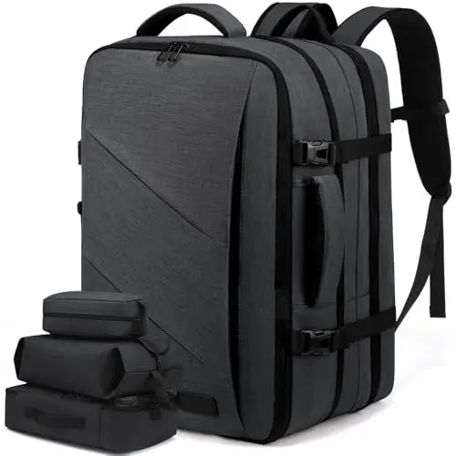 Produktbild: LOVEVOOK Rucksack Handgepäck Flugzeug, Reiserucksack Handgepäck Flugzeug, Handgepäck Rucksack Business Rucksack Herren Damen Laptop Rucksack für 18 Zoll Travel Backpack, Schwarz
