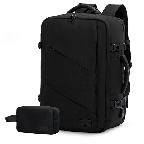 Produktbild: LOVEVOOK Rucksack Handgepäck Flugzeug, Reiserucksack Weekender Herren Damen, Laptop Rucksack für 15,6 Zoll, Travel Backpack für Business Urlaub, Schwarz