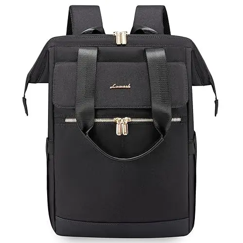 Produktbild: LOVEVOOK Schulrucksack Schwarz Teenager Mädchen, Laptop Rucksack Damen mit Laptopfach 15,6 Zoll, Schultasche Backpack Women Lehrertasche Elegant, Business Cityrucksack School Bag für Pendeln Arbeit