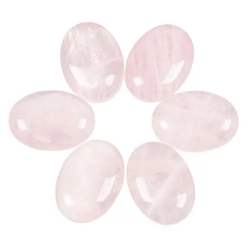 Produktbild: Lovionus89 18x25 mm ovale Cabochons Flatback Kristallheilstein für Schmuckherstellung DIY Pack von 6, Rosenquarz
