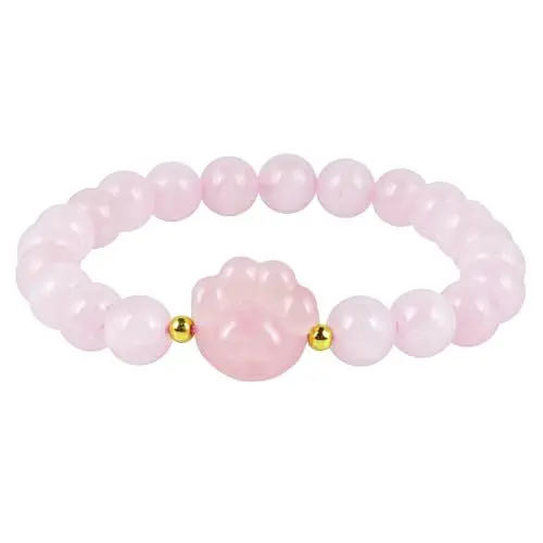 Produktbild: Lovionus89 Heilender Kristall-Armband mit 8mm Perlen, Chakra-Stein-Energie-Katzenpfoten-Armband, handgefertigter Schmuck für Frauen, Rosenquarz
