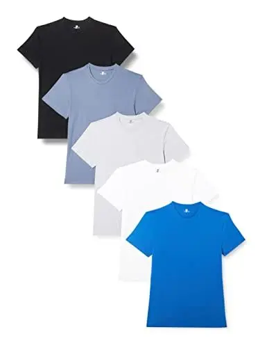 Produktbild: Lower East Herren LE105 T-Shirt, Schwarz/Rauchblau/Königsblau/Hellgrau Melange/Weiß (5er Pack), M