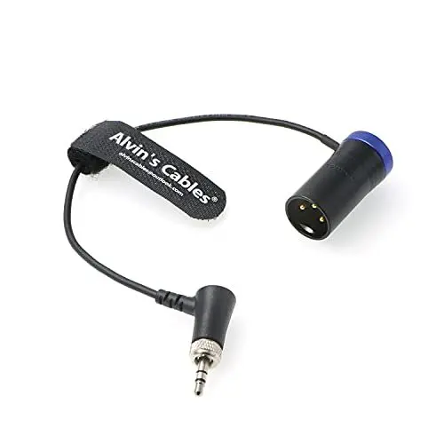 Produktbild: Low-Profile-Audiokabel für Sennheiser-EK-2000 XLR 3-poliger Stecker auf Verriegelung, 3,5 mm-TRS rechtwinkliges symmetrisches Kabel für Sound Devices 633 688 Zaxcom Zoom Alvin's Cables blau