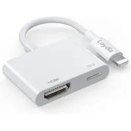 Produktbild: Loydia HDMI Adapter für iPhone, HDMI Digital AV Adapter für iPhone/iPad, 1080P Video Audio Sync Bildschirm Konverter mit Ladeanschluss für iPhone, kompatibel mit TV/HDTV/Monitor/iPad, kein Strombedarf