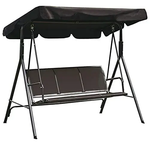 Produktbild: Loywe Hollywoodschaukel Gartenschaukel Gartenliege Schaukelbank 3-Sitzer mit abnehmbarem und verstellbares Sonnendach Schwarz 170x110x153cm LW64S