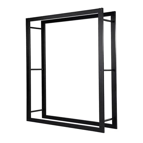 Produktbild: Loywe Kaminholzregal 170X25X140cm Kaminholzhalter Brennholzregal Feuerholzregal Kaminholzständer Brennholz Holzhalter aus Metall in Schwarz LW1089