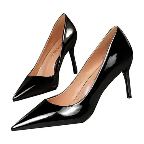 Produktbild: Ladies Metal Heel High Heels Metallic High Heel Shoes with Pointed Toes Court Shoes Dress High Heel Stilettos Wedding Party Work Pumps D-49