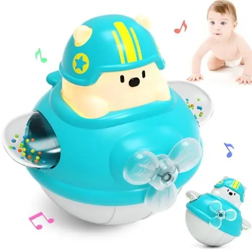 Produktbild: Loyzico Baby Spielzeug ab 6 9 12 Monate, Babyrassel, Stehauf Spielzeug Kinderspielzeug ab 1 2 3 Jahre Junge Mädchen Geschenk, Montessori Sensorische Tumbler Spielzeug mit Musik und Lichtern