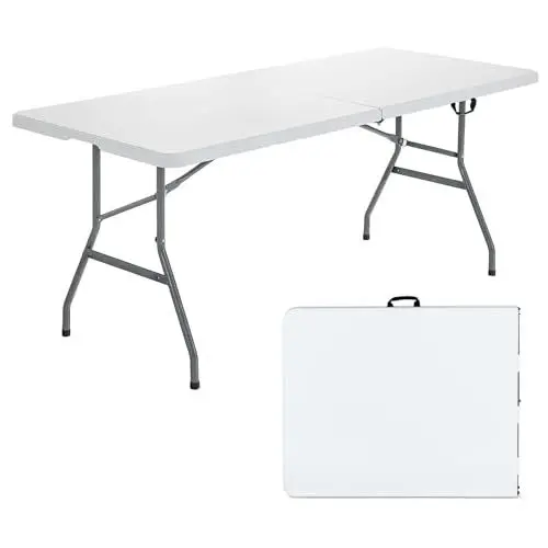 Produktbild: LPOAZf Tragbarer Klapptisch Kunststoff, Biertisch Gartentisch, Klappbar Buffettisch mit Tragegriff, Wetterfest Terrasse Camping Balkontisch Klapptisch Campingtisch