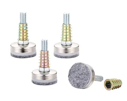 Produktbild: Lpraer 4er Nivellierfüße Möbelfüße Set Verstellbare Füße Möbel Nivellierer Metall Möbelbeine Stellfüße mit Filzgleiter für Möbel Stühle Tische Stuhlbeine(M9 x 38 x 35mm)