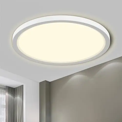 Produktbild: LQWELL® Deckenleuchte LED Deckenlampe, IP44 Wasserfest Badlampe Rund Flach 18W 4000K 1980LM Modern Schlicht Lampe Dünn für Wohnzimmer Badezimmer Schlafzimmer Küche Balkon Keller Büro, 220 * 24mm