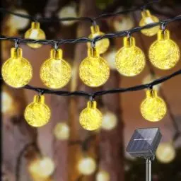 Produktbild: LQWELL® Solar Lichterkette Aussen 13M 60LED 8 Modi für Innen und Aussen Kettenlicht Kristall Kugeln IP44 Lichterkette Wasserdicht Garten Terrasse Balkon Hochzeit Party Fenster (Warmweiß)